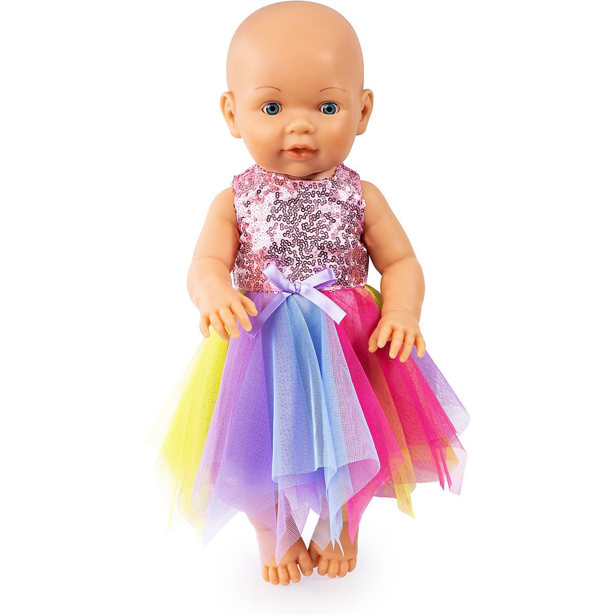 Pailletten-Kleid für Puppen 40-46 cm, rosa/gelb