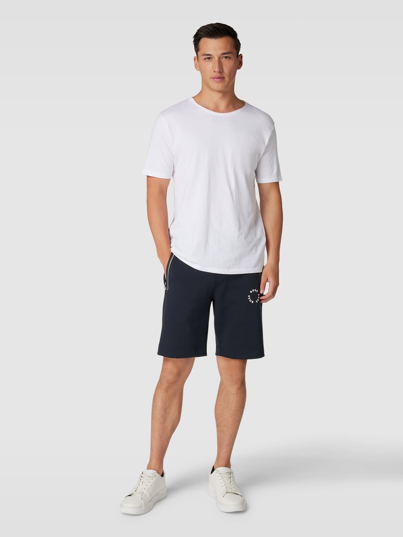 Shorts mit Label-Details Modell 'Headlo' in marineblau