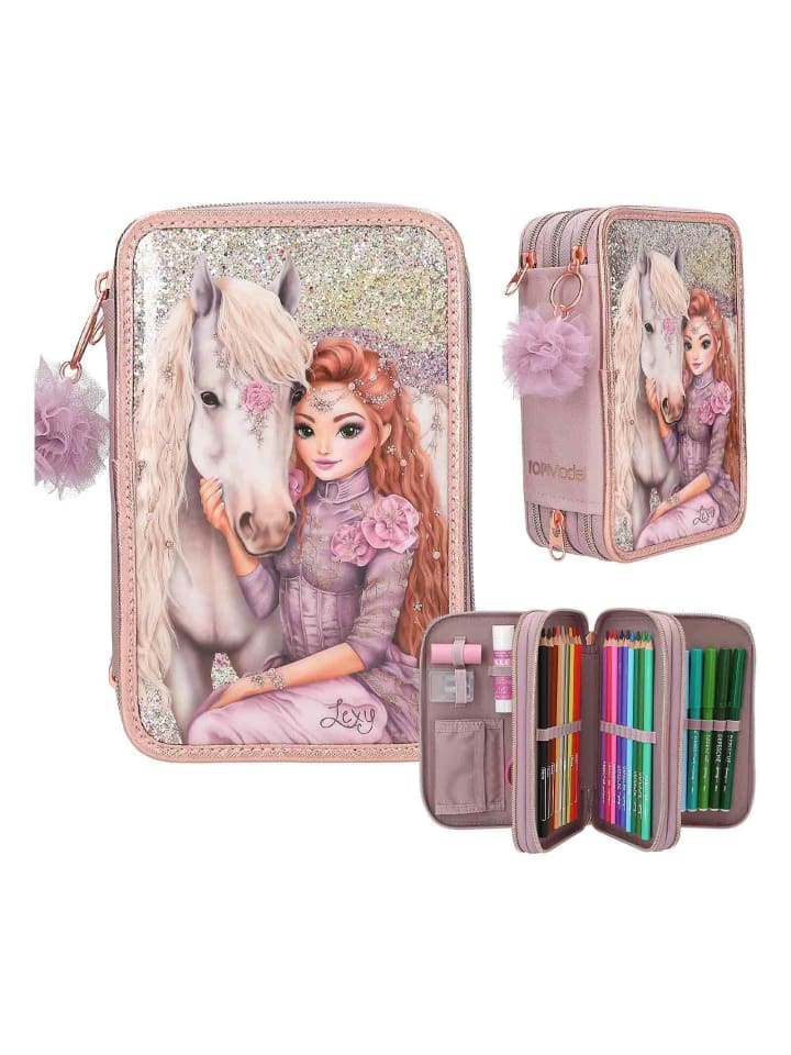 Depesche 3-Fach Federtasche VIVA VIOLET inkl. Stifte TOPModel 7,5 x 13 x 20 cm in lila günstig kaufen onesize