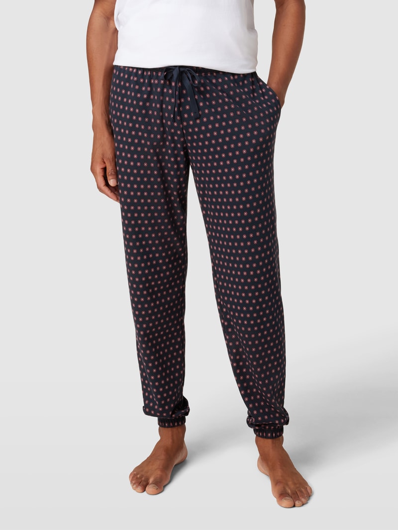 Pyjama-Hose mit floralem Muster Modell 'Mix + Relax Hose lang' in dunkelblau