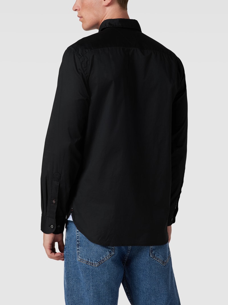 Freizeithemd mit Logo-Stitching Modell 'CORE FLEX POPLIN' in schwarz