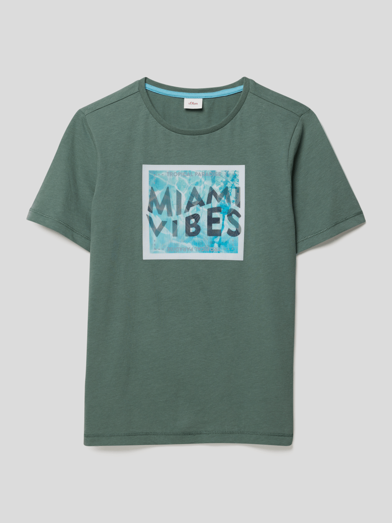 T-Shirt mit Motiv-Print in dunkelgrün