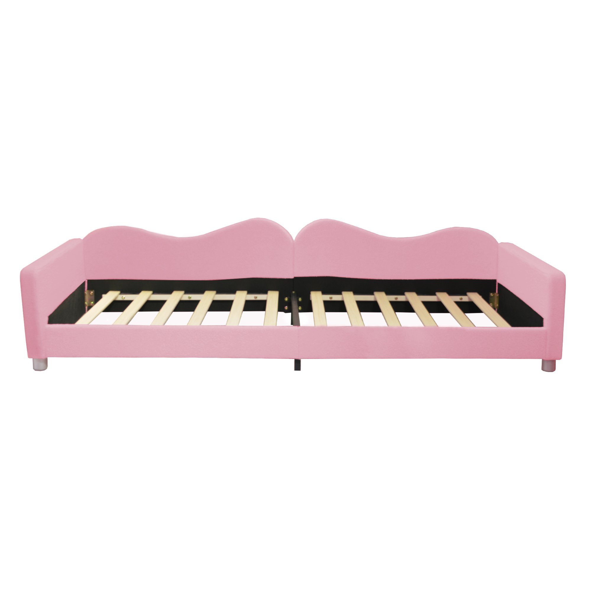 Flieks Polsterbett, Teddy-Samt Kinderbett Einzelbett Schlafsofa mit Lattenrost 90x200cm