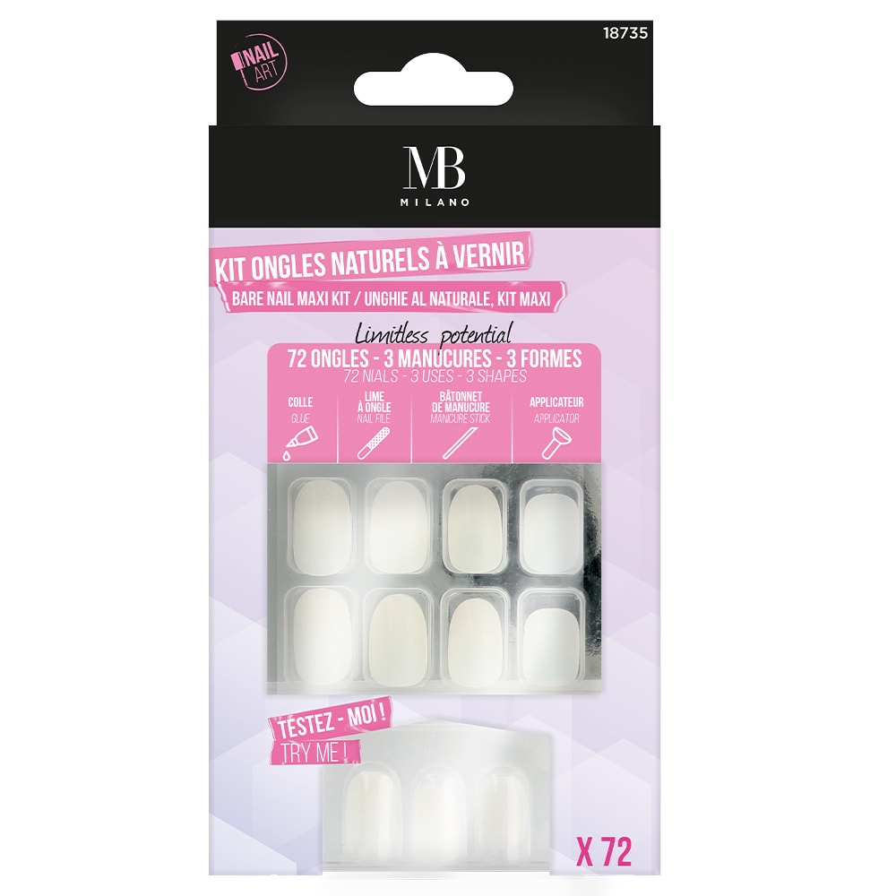 Mb Milano KIT DE 72 FAUX-ONGLES NATURELS FAUX-ONGLES