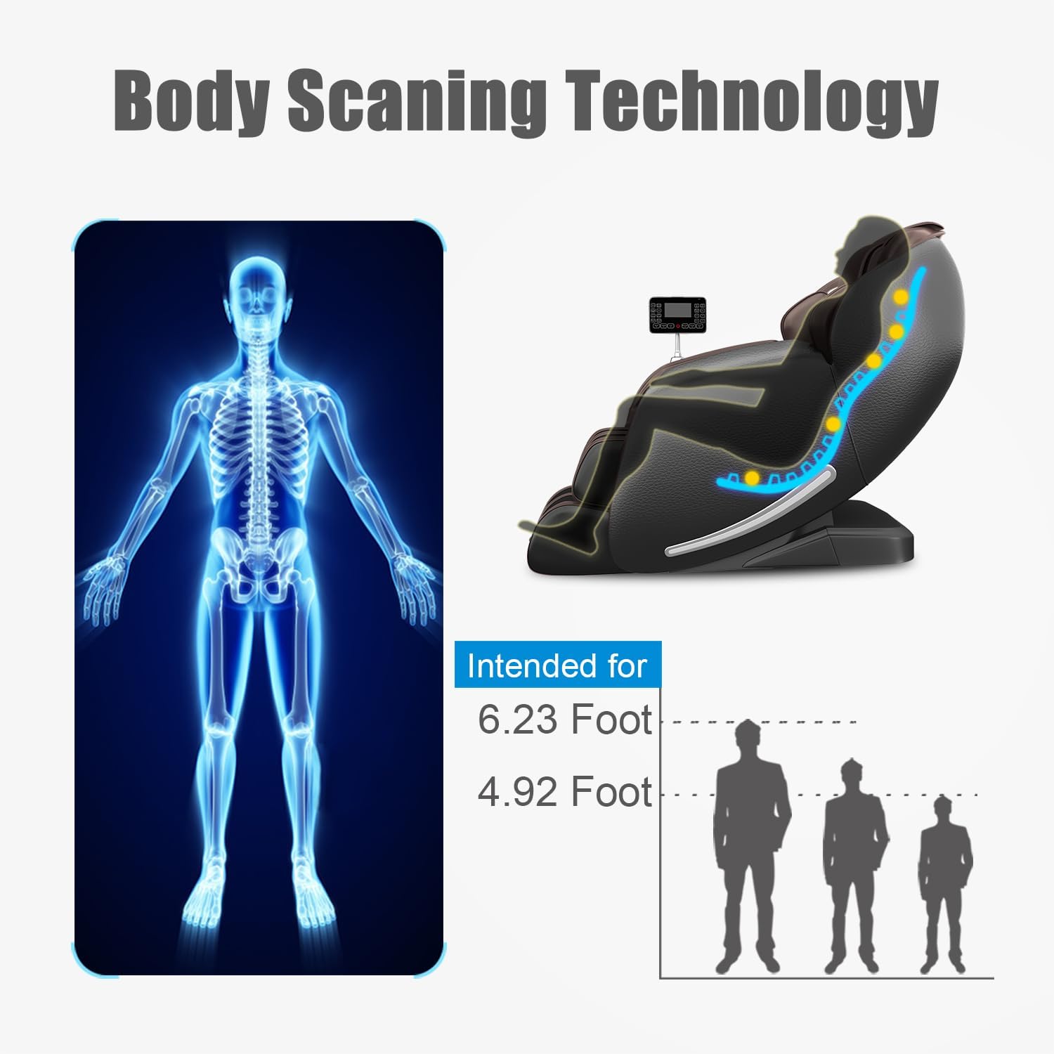 Real Relax Massage Chair, Full Body Zero Gravity SL-Track Shiatsu Massage Recliner Chair with Heat Body Scan Bluetooth Foot Roller APP Control, Favor-06 Brown
