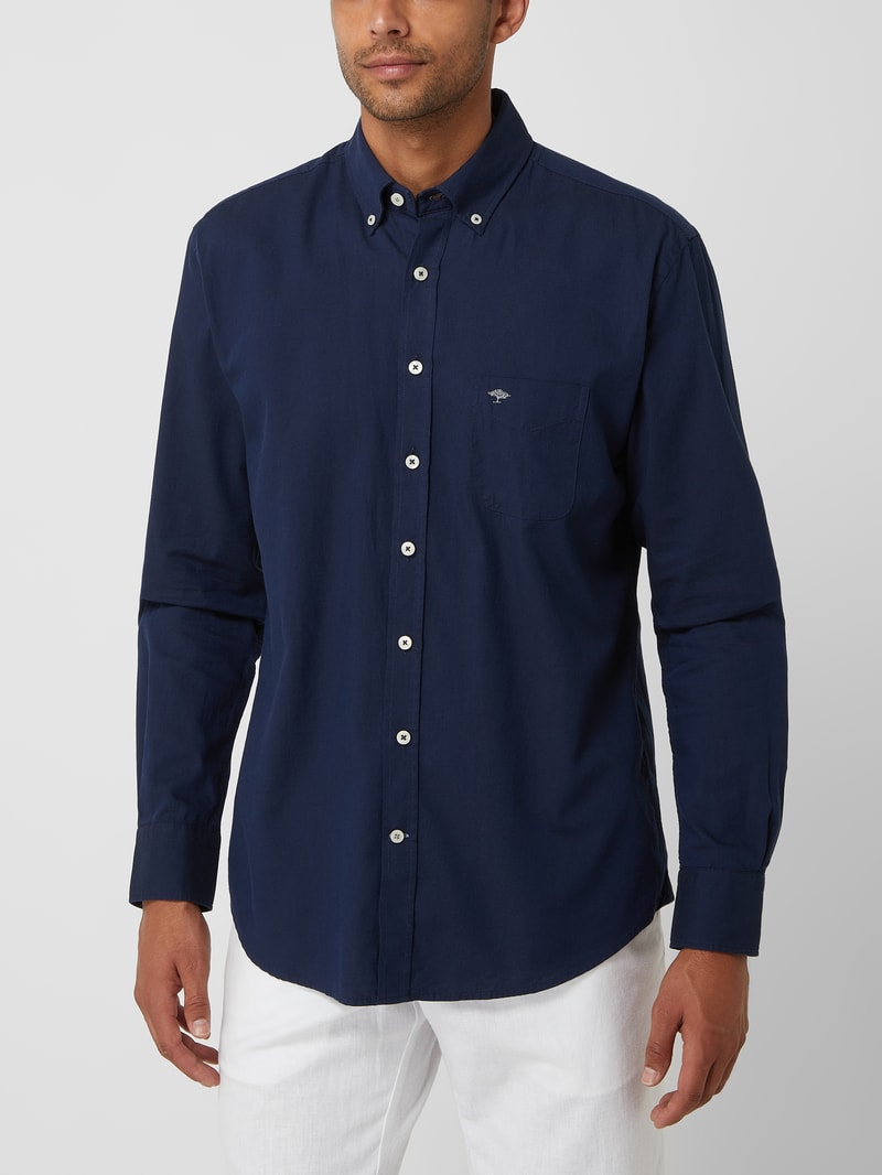 Regular Fit Freizeithemd mit Streifenmuster Modell 'All Season' in marineblau