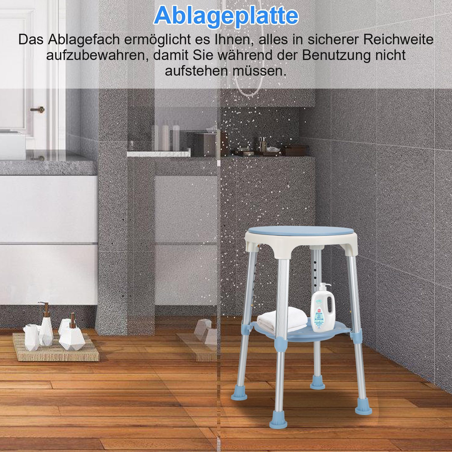 Gimisgu Duschhocker Duschhocker Badhocker Badehocker belastbar bis 136kg Duschstuhl