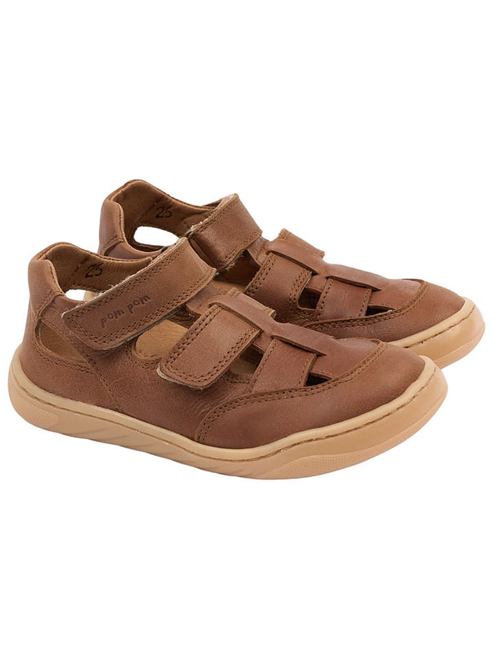 POM POM Leder-Barfußschuhe in Hellbraun günstig kaufen