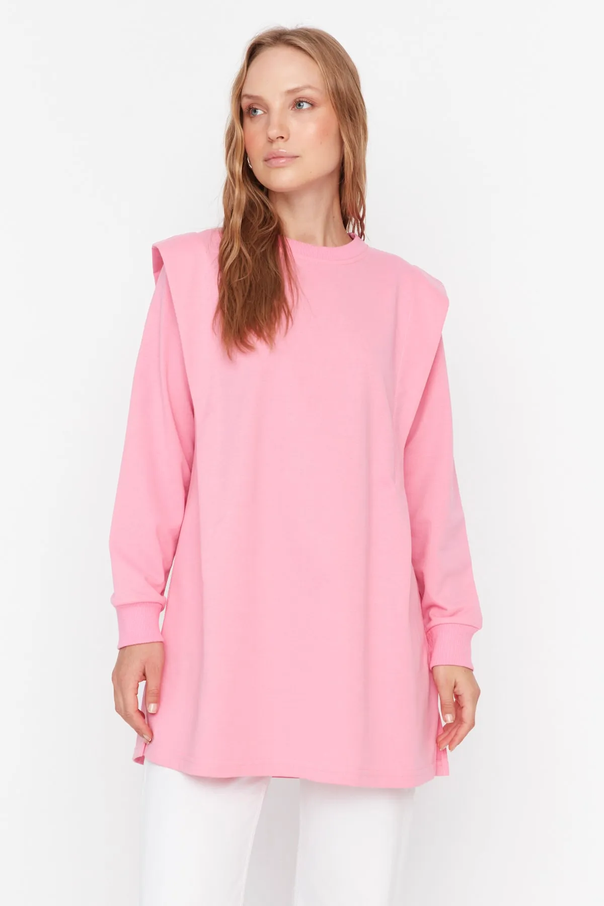 Trendyol Modest  Rosa gepolstertes Strick-Sweatshirt TCTAW23TW00250