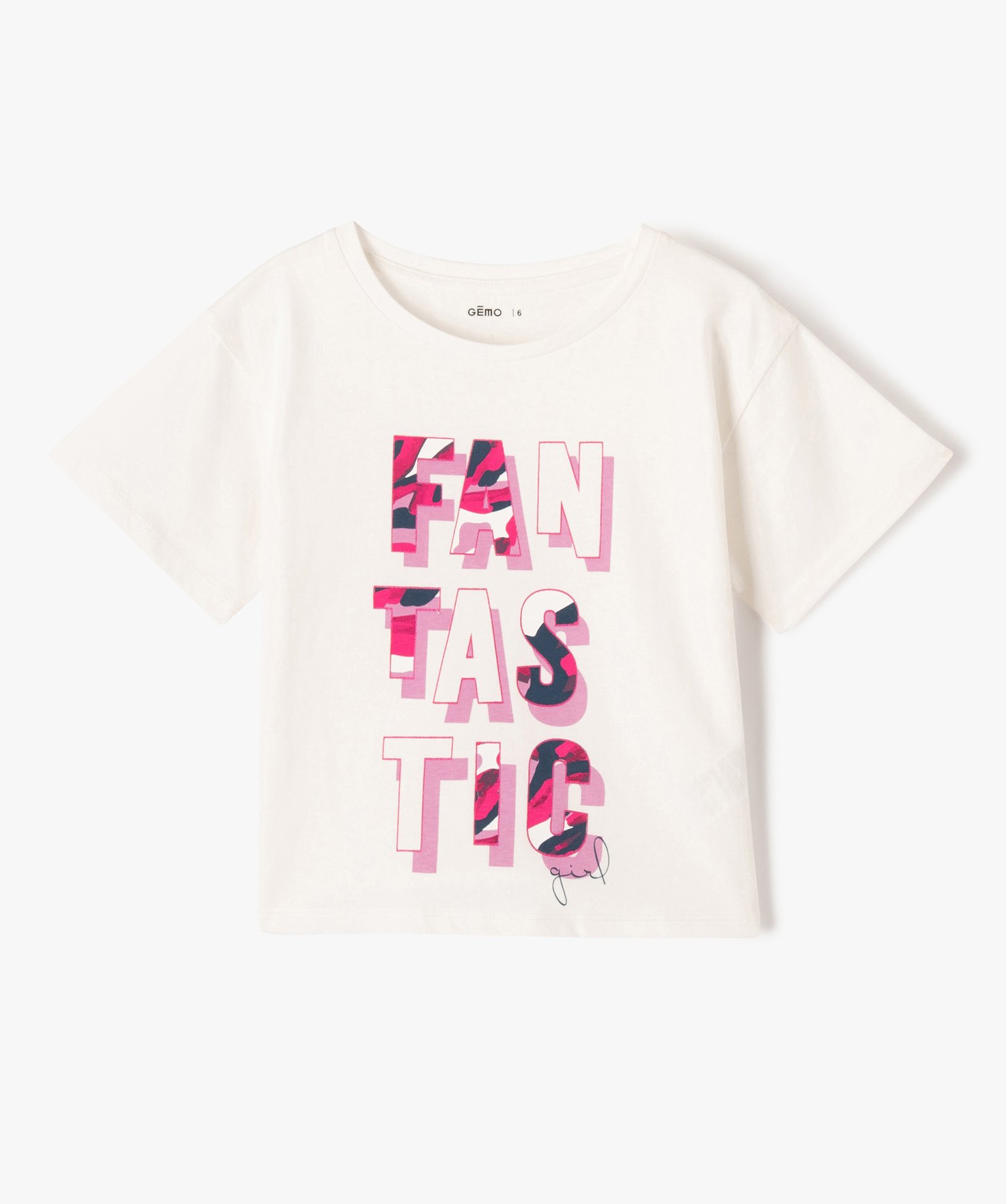 Tee-shirt oversize à manches courtes avec large inscription... ecru | GEMO
