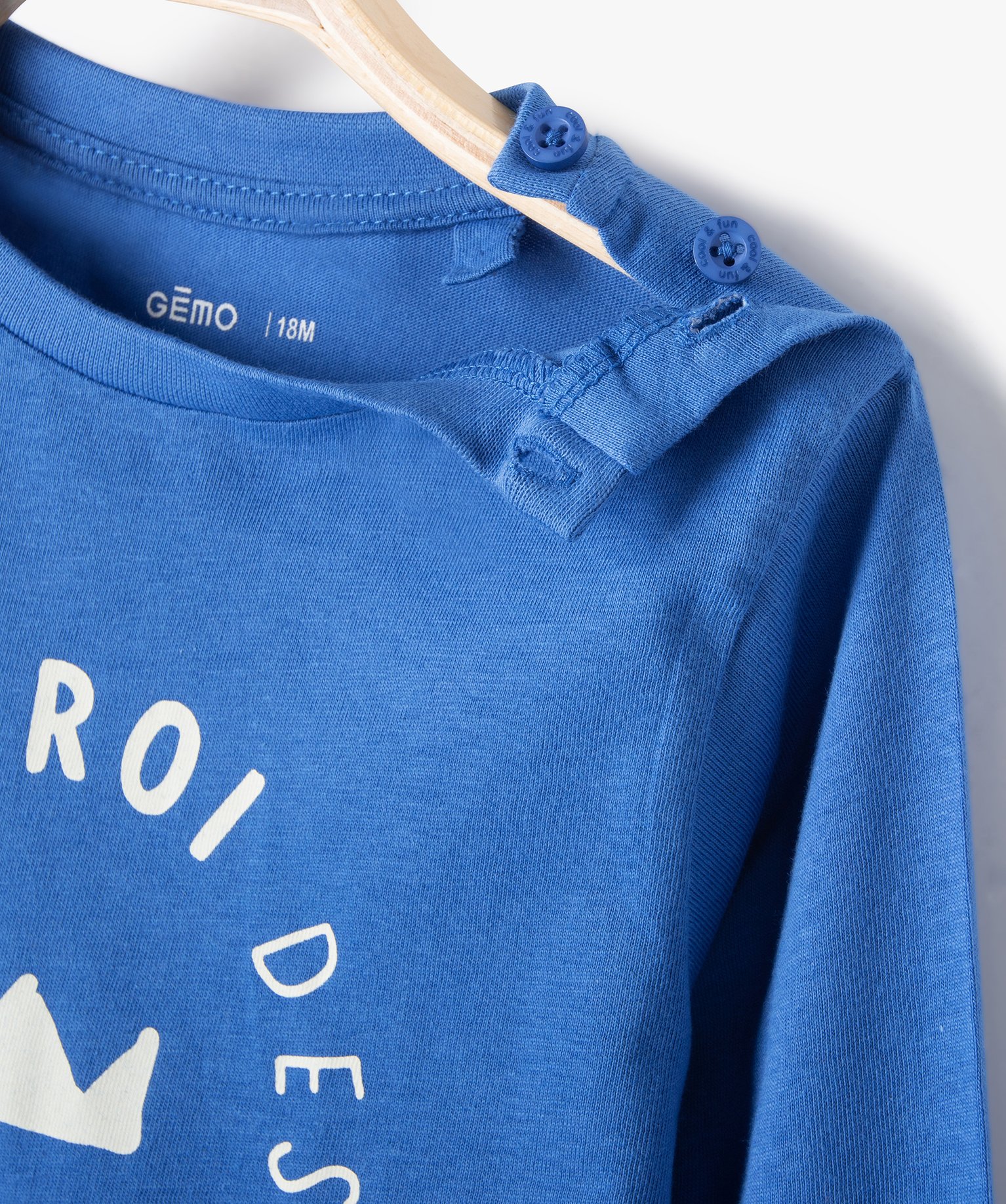 Tee-shirt à manches longues et message humoristique bébé ... bleu | GEMO