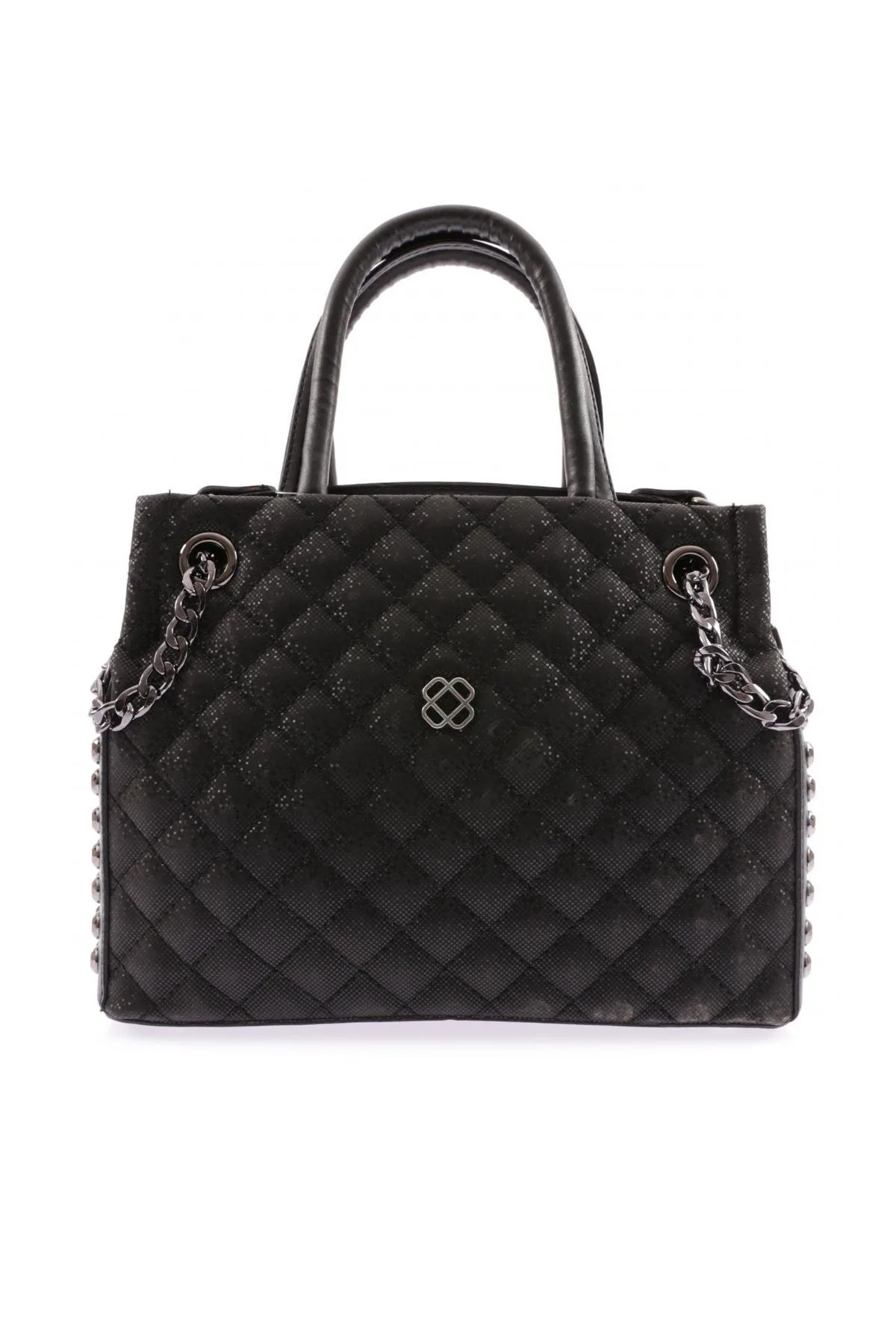 DGN  Schwarze Mosaiktasche für Damen, Modell 3240, mit Schulter- und Handfächern