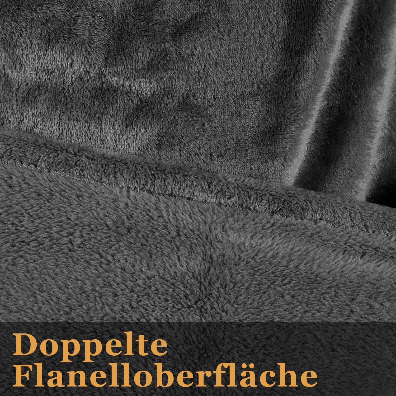 Wohndecke Decke mit Ärmeln TV Kuscheldecke aus weichem Flanell 150x180cm Grau, Lospitch