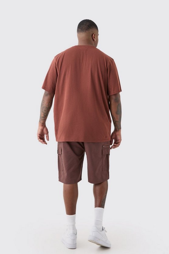 Plus Man Roman Colorblock T-Shirt in braun