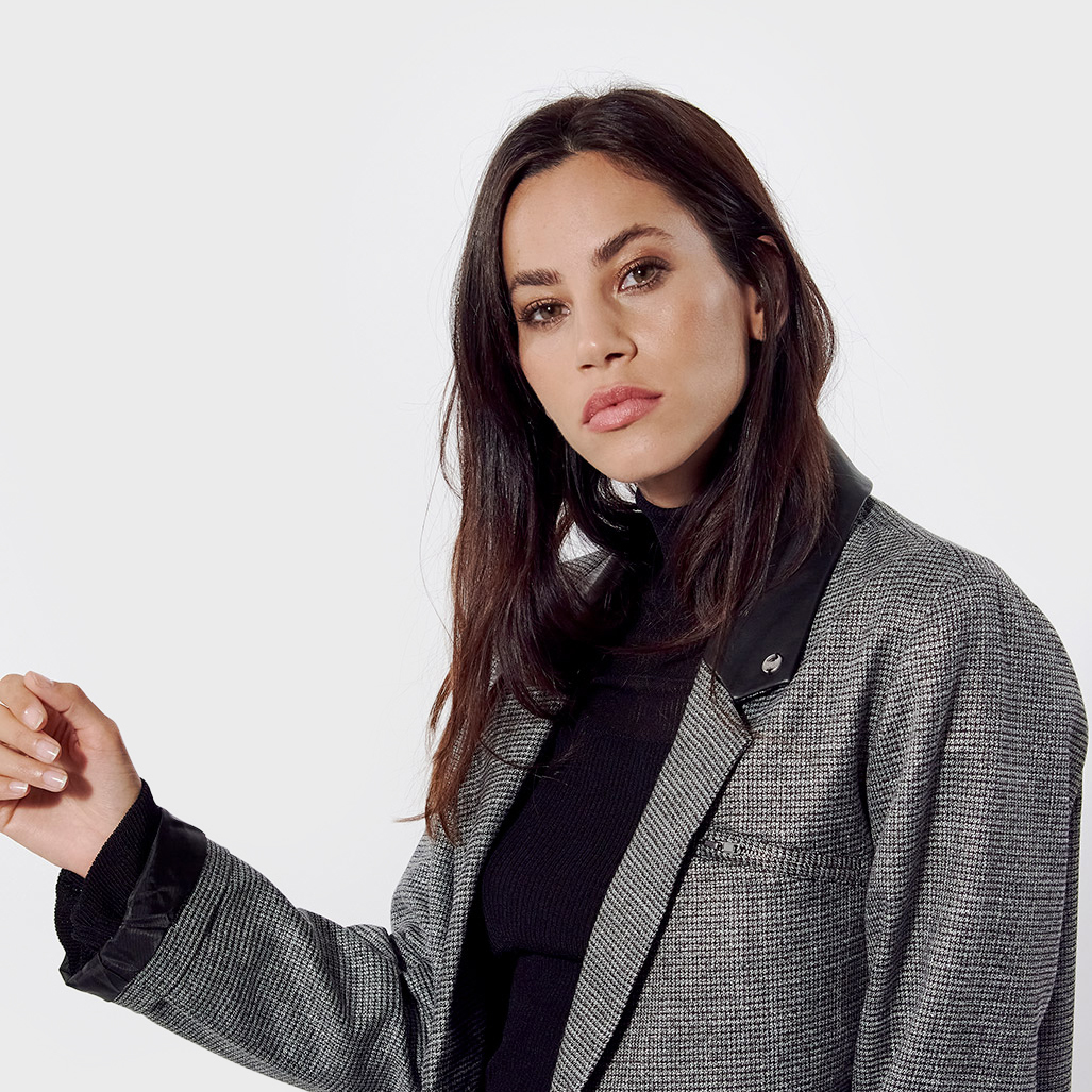 LEILY  Veste grise régular Femme avec col en synthétique