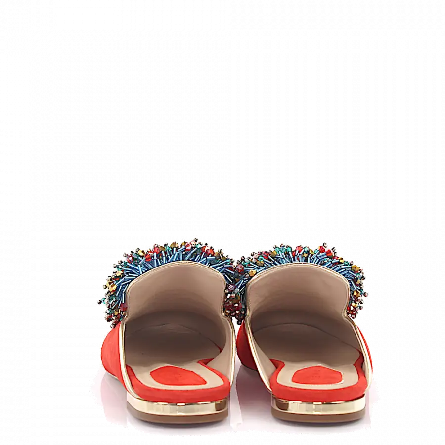 Elie Saab - Slipper Schmuckstein rot - rot