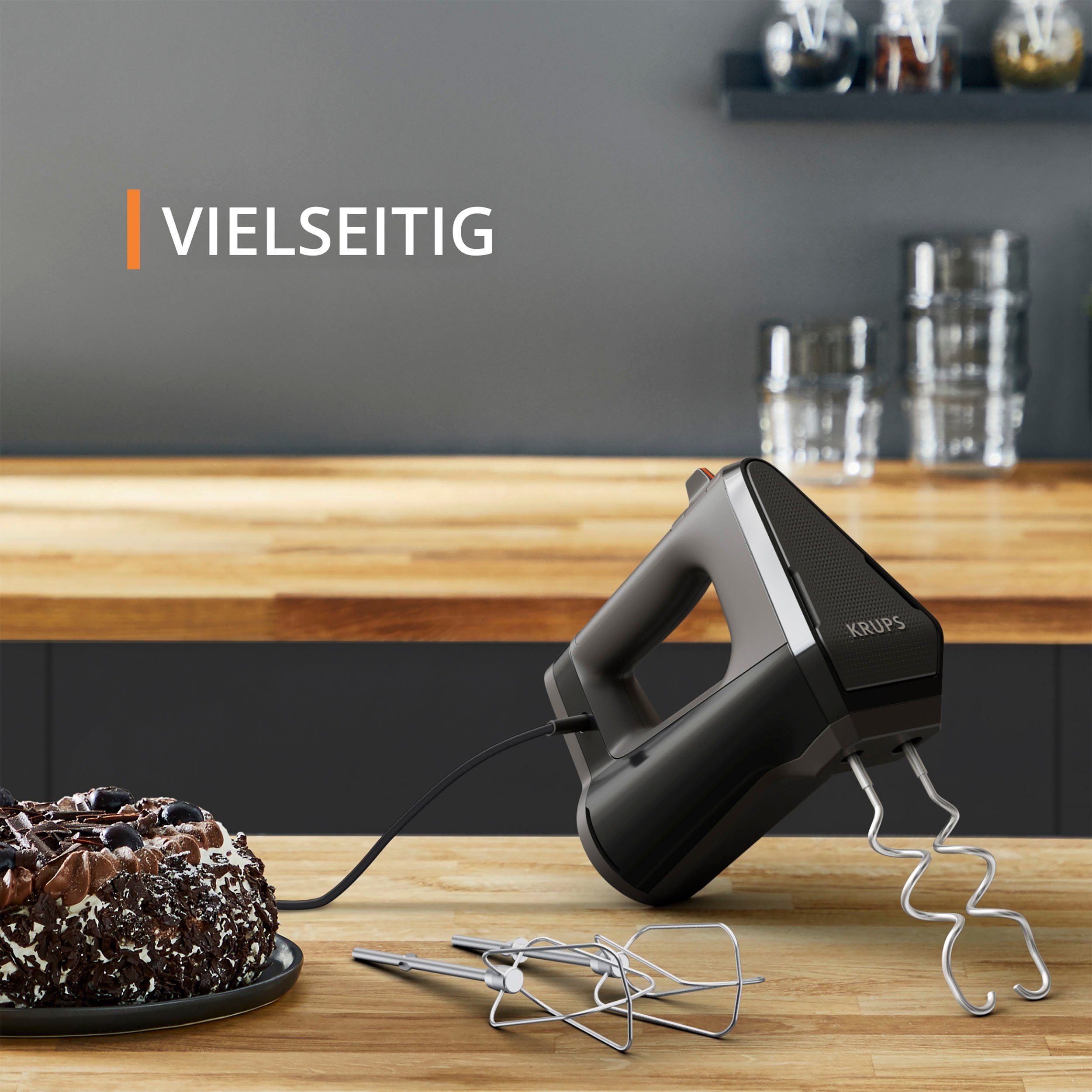 Krups Handmixer GN6028 3MIX 6000, Soft-Touch-Griff, langes Kabel, 600 W