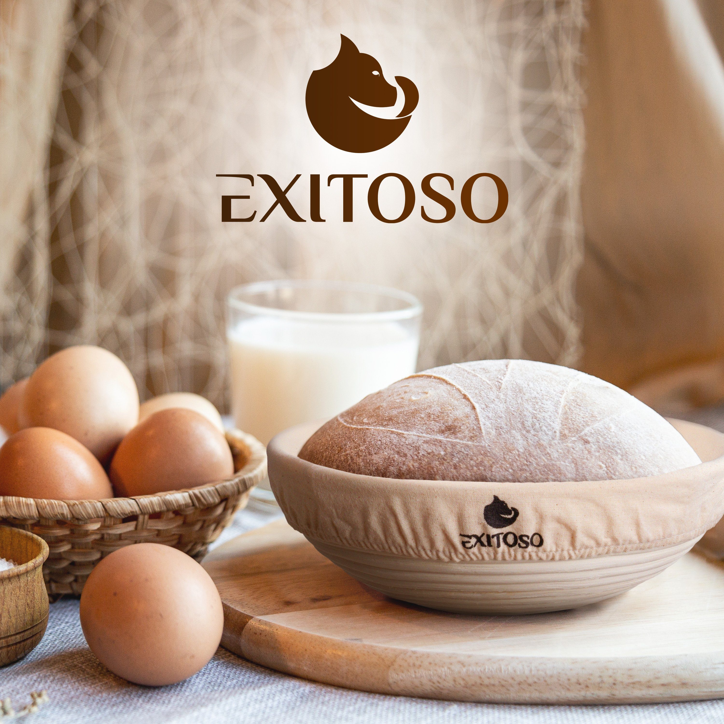 Exitoso Gärkorb, - Gärkorb für Brot Brotkorb -Brotbeutel Rattan