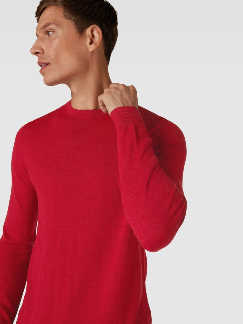 Longsleeve aus Woll-Mix in rot meliert