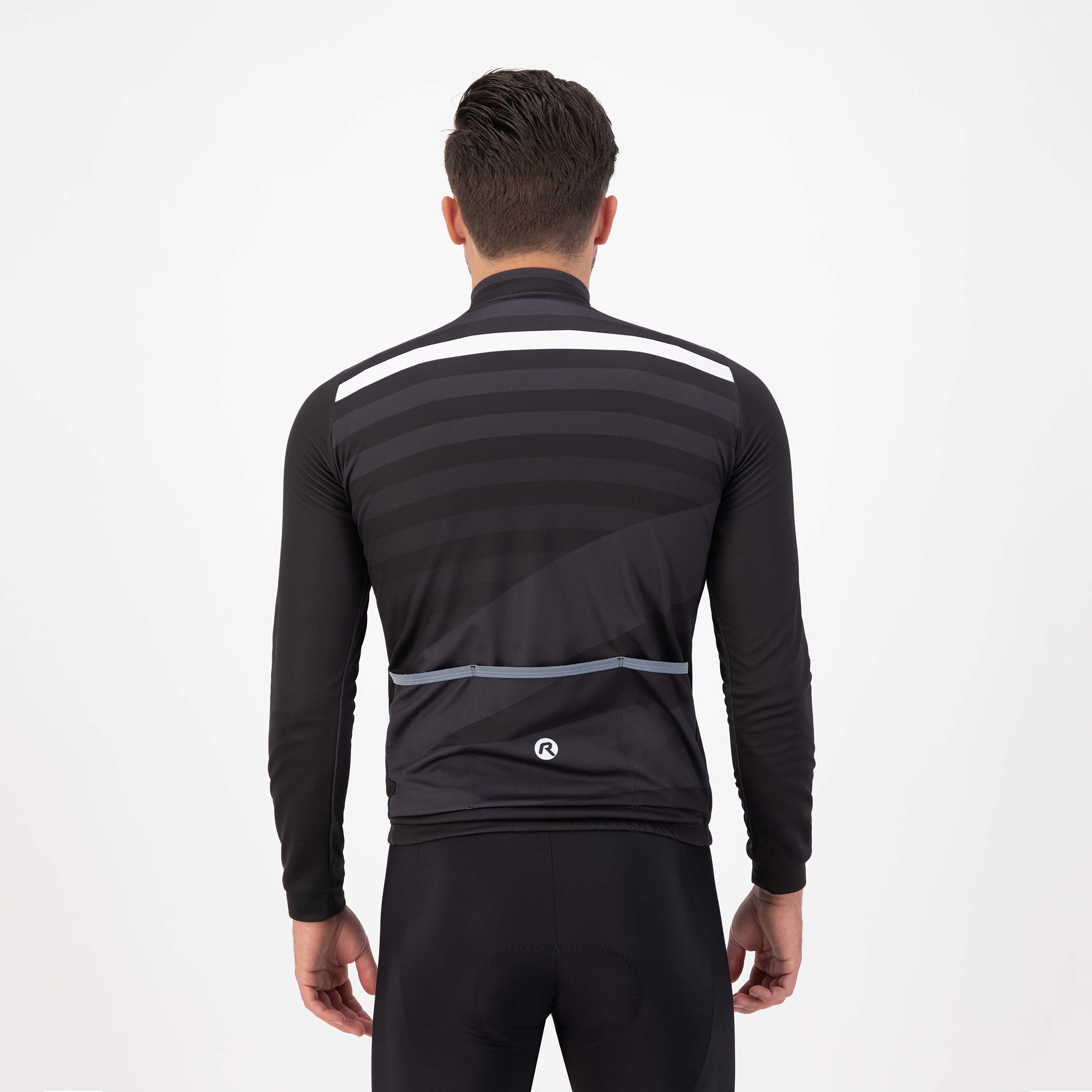 Rogelli Stripe Schwarz/Grau Herren Radtrikot Langarm