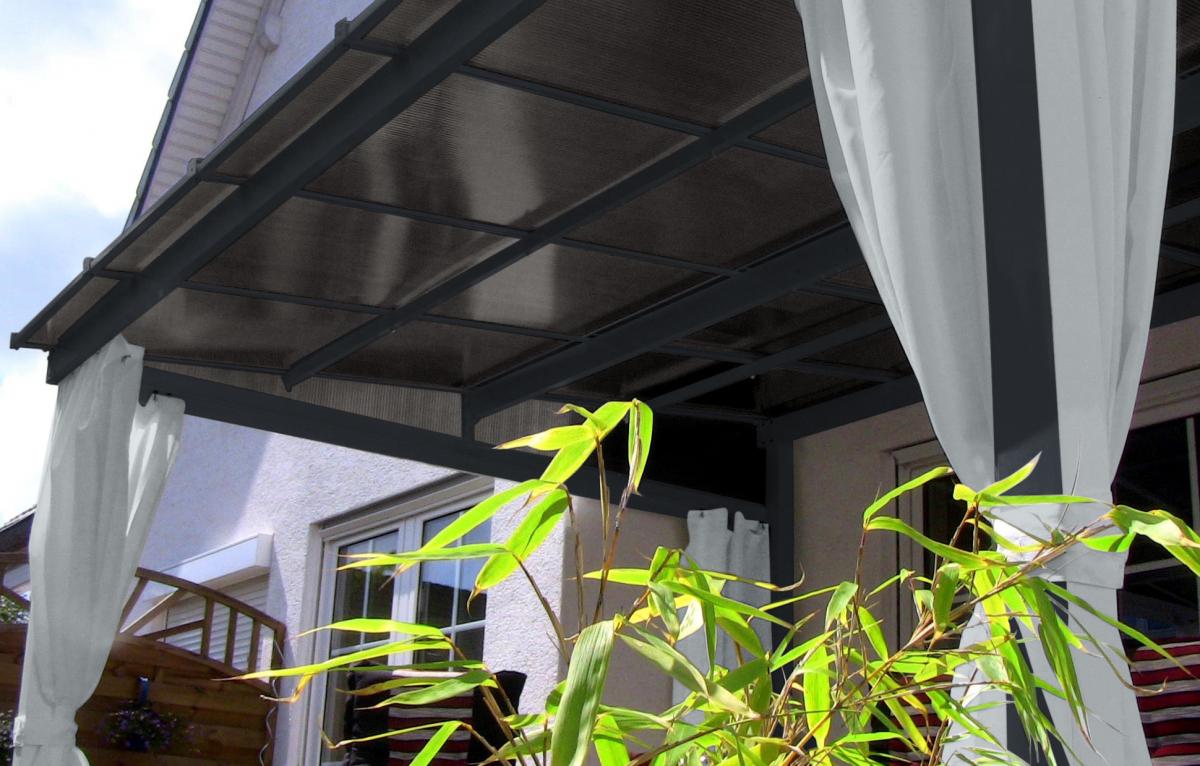 LECO Terrassenüberdachung Melanie mit Seitenteile - ca. 400 x 300 x 266 cm, Anthrazit