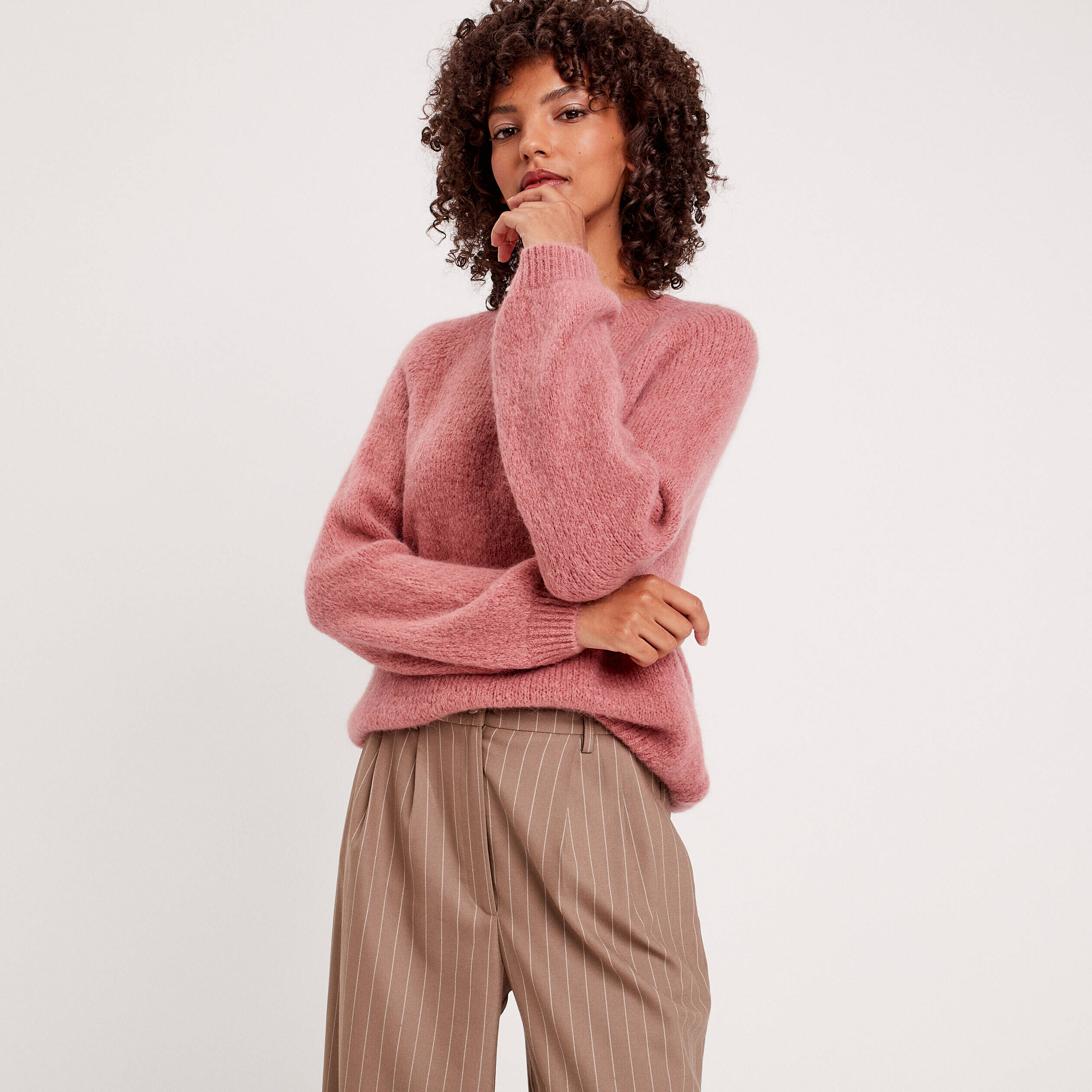 Pull manchse longues rose femme | Cache Cache