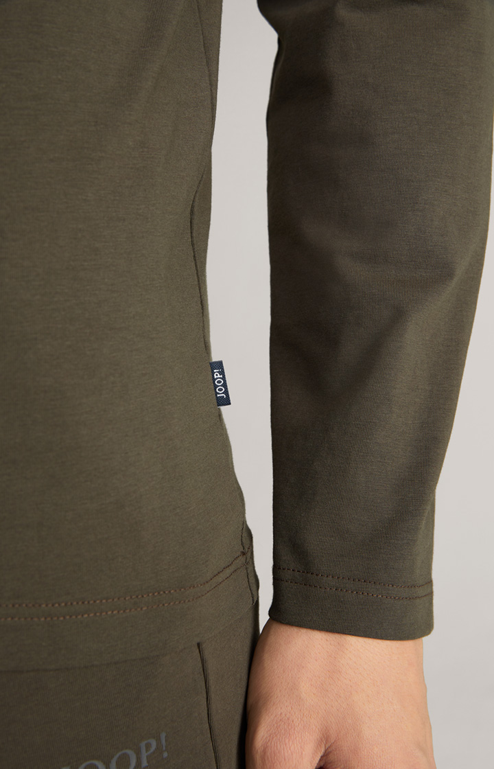 Loungewear Longsleeve in Dunkelgrün-Braun