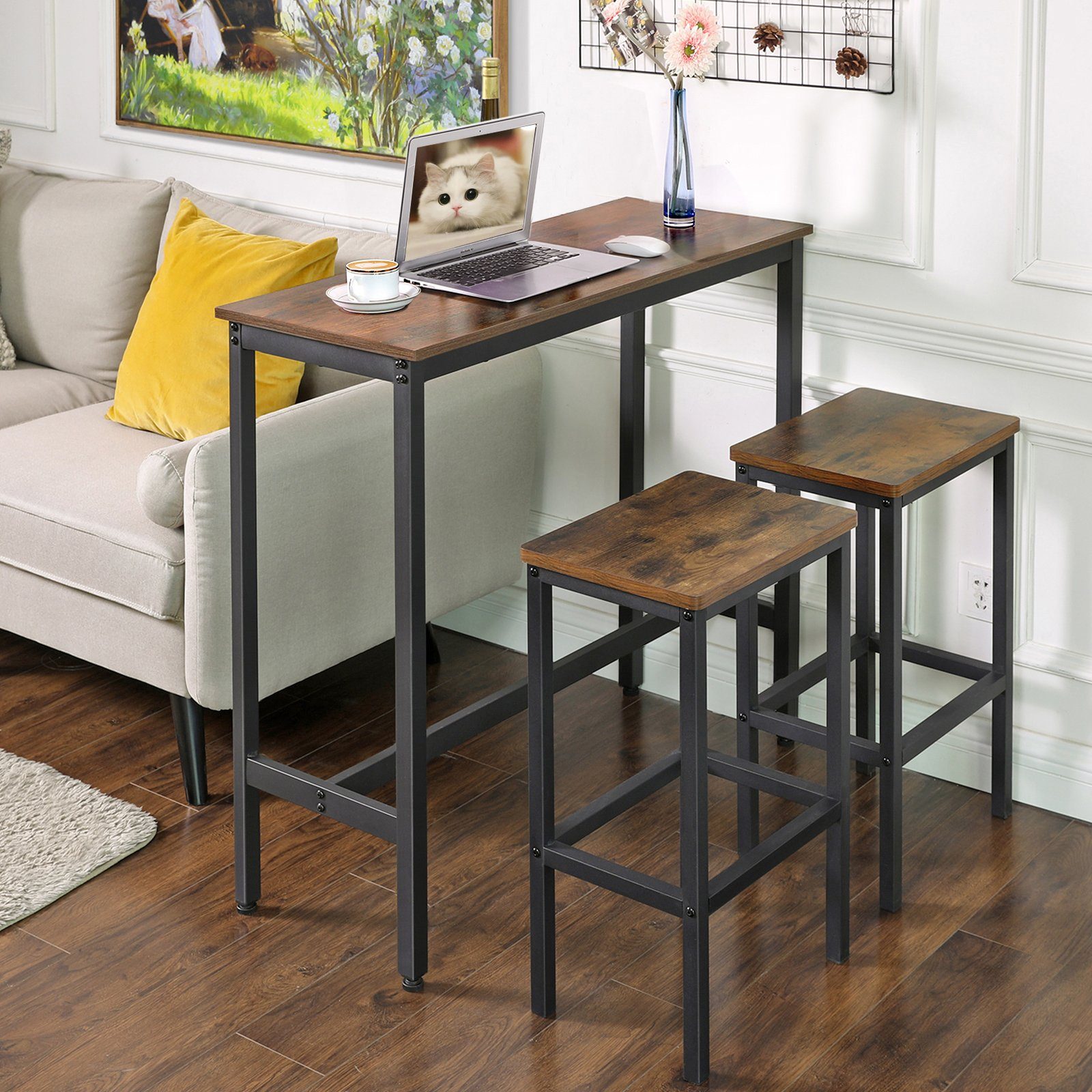 VASAGLE Bartisch Küchentisch Bistrotisch, 100x40x90cm, bis 100kg belastbar