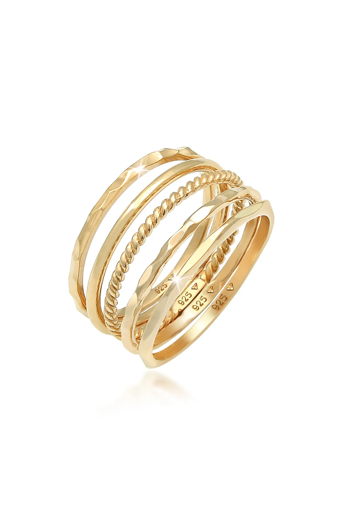 ELLI  Ring Stapelringe Stapelbandring 5er Set 925 Silber