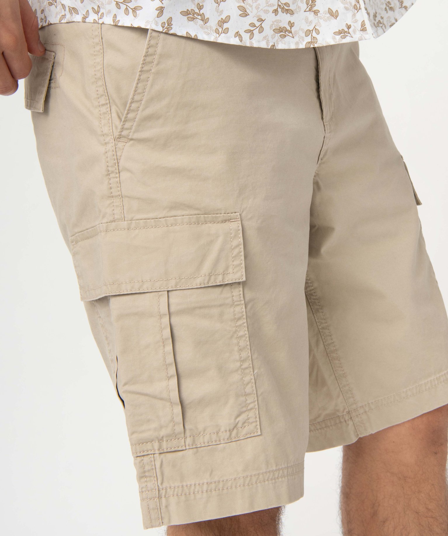 Bermuda homme cargo en toile délavée beige clair | GEMO