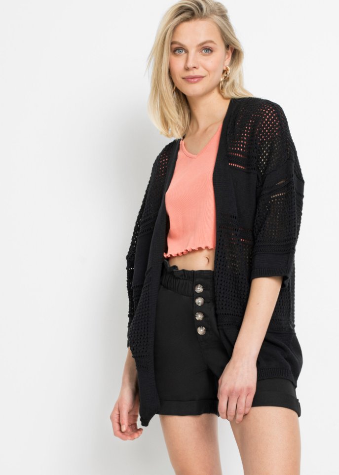 Cardigan mit Ajourmuster