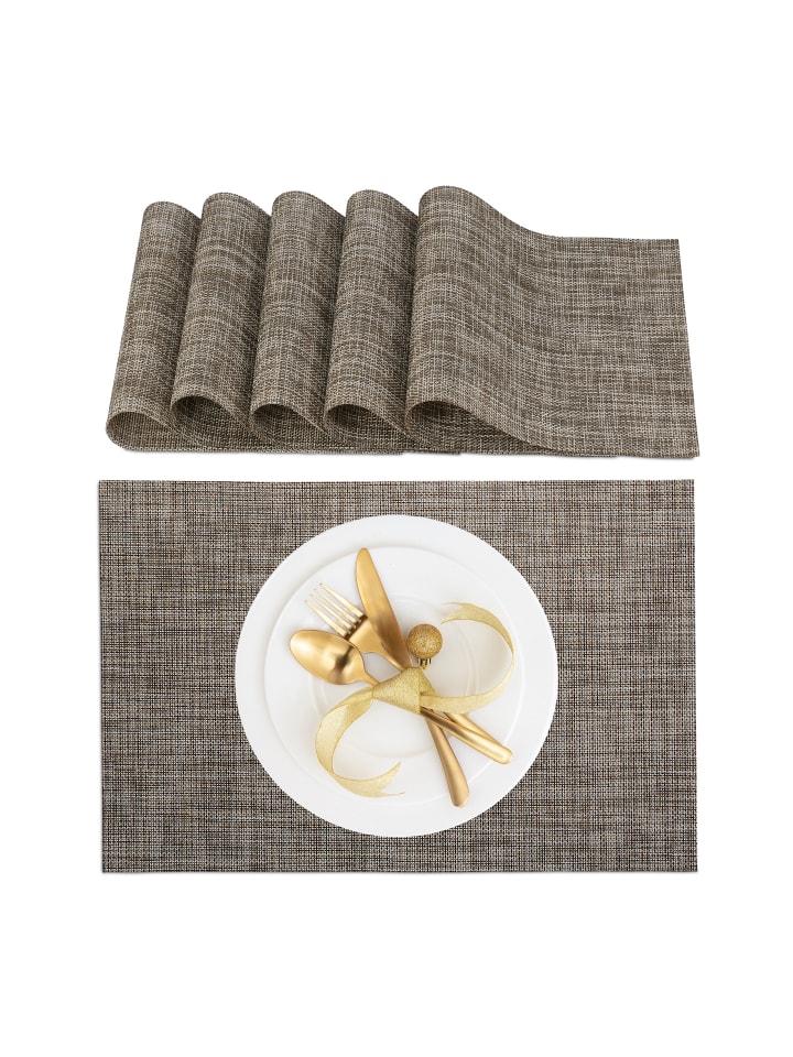 relaxdays 6tlg. Tischset in Braun - (B)45 x (T)30 cm günstig kaufen onesize