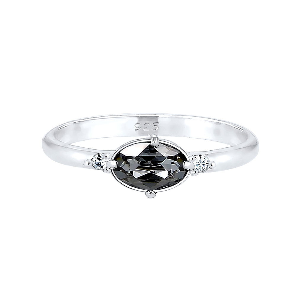 Elli Elli Bague Femme Simple et Élegante avec Cristaux en Argent Sterling 925 Bague
