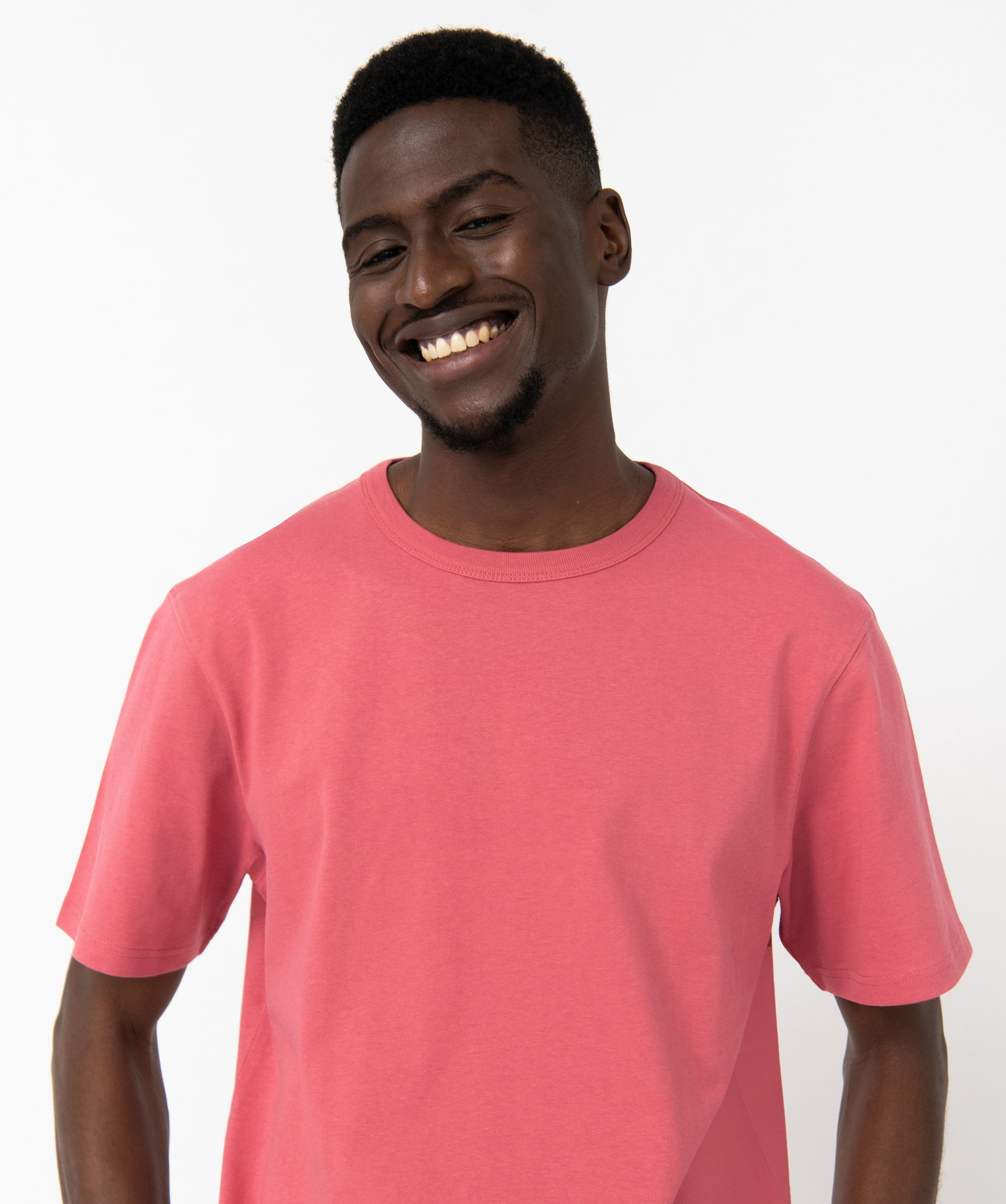 Tee-shirt à manches courtes uni homme rose fonce | GEMO