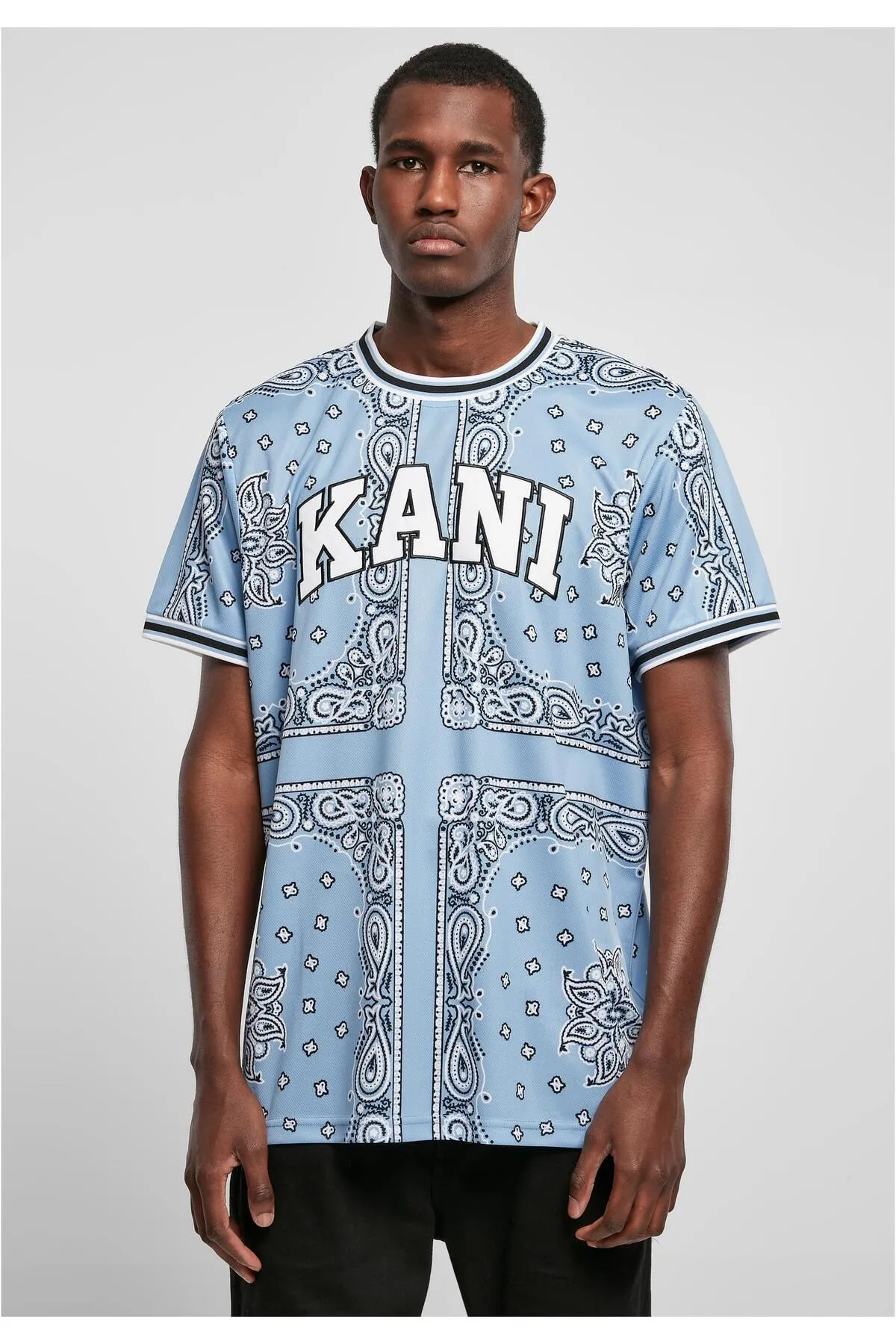 KARL KANI  Herren KM222-013-1 Serif Paisley Mesh T-Shirt