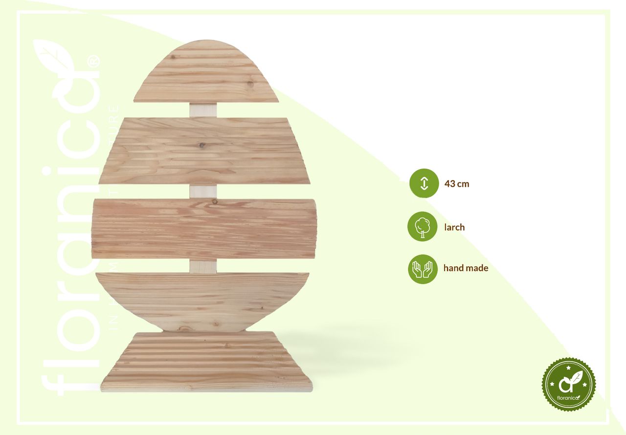 Pemicont Floranica Holz Osterei Osterdeko Lärchenholz Höhe 43cm Breite 31cm Unbehandelt Osterdekoration Modernes Design Kunsthandwerk osterdeko osterhasen tischdeko
