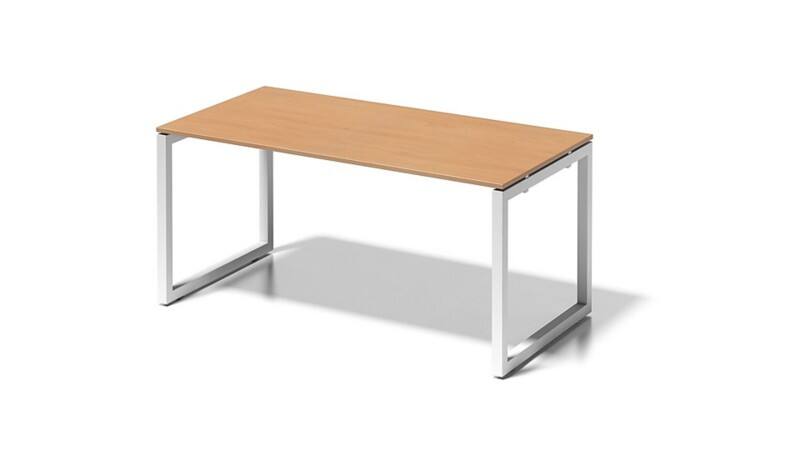 Cito Schreibtisch, 740 mm höhenfixes O-Gestell, H 19 x B 1600 x T 800 mm, Dekor buche, Gestell verkehrsweiß