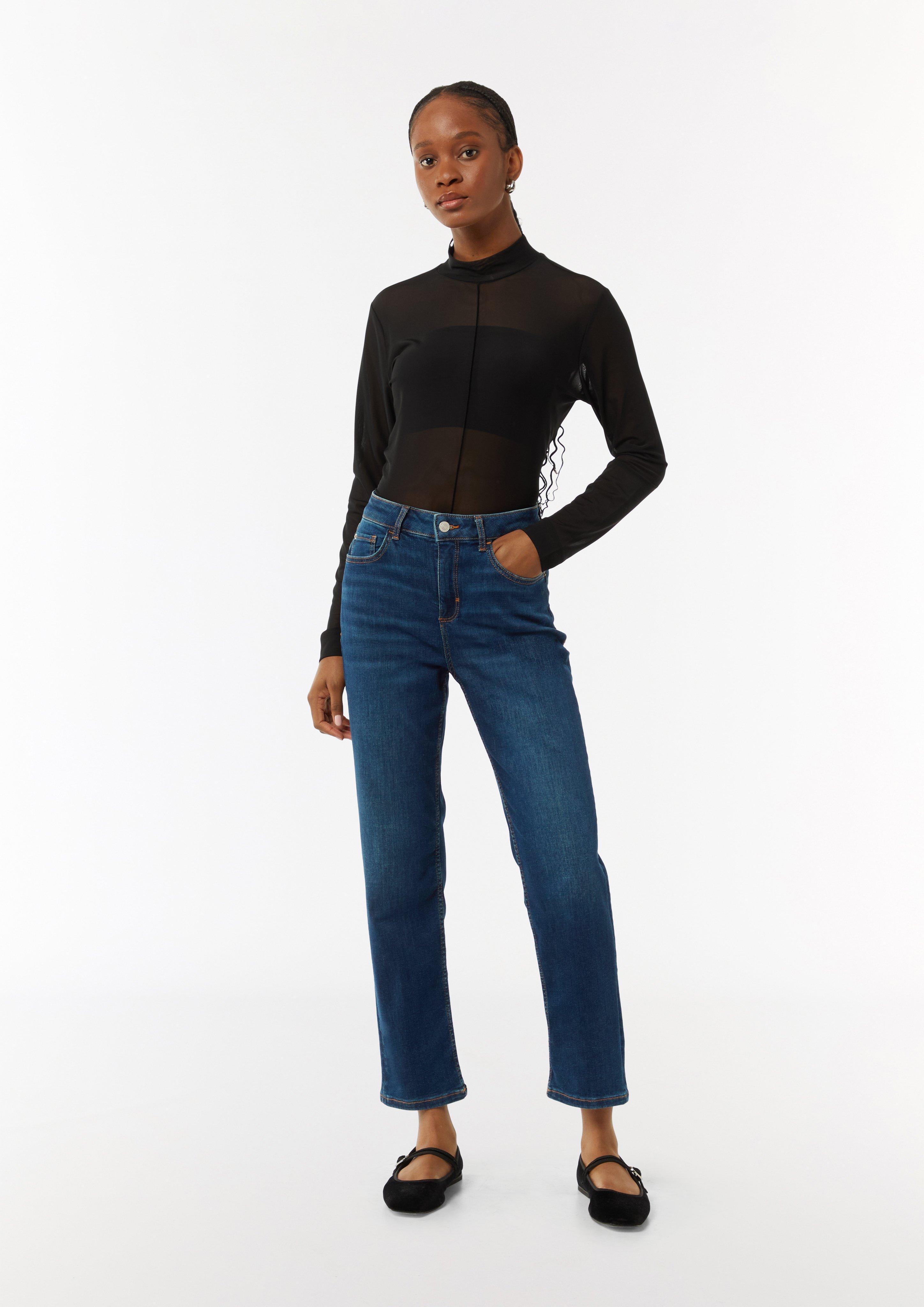 Ankle-Jeans aus Baumwollstretch mit geradem Bein - dunkelblau