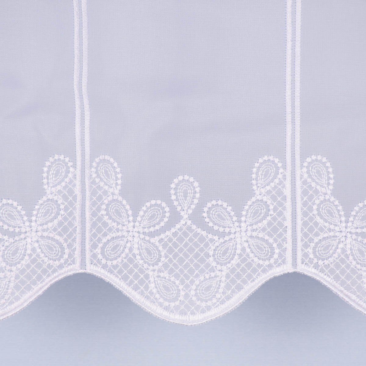 Meterware Scheibengardine Meterware Voile Stickerei Ornamente nähfrei weiß 45cm, SCHÖNER LEBEN., leicht perforiert, Polyester, bestickt