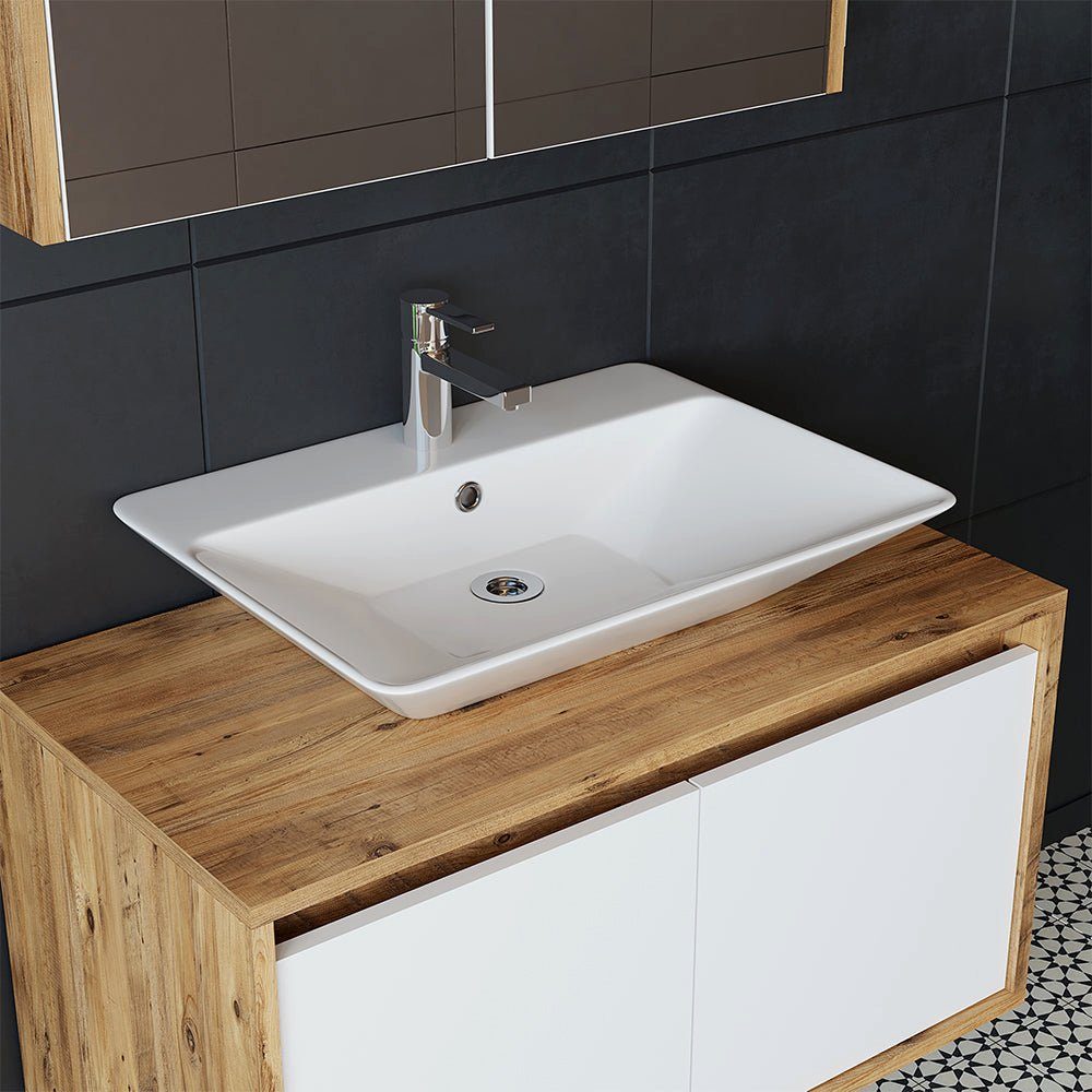 Roomart Badmöbel-Set, (Badezimmermöbel ATLANTIC 85cm in 4 Farben Badezimmer Unterschrank)