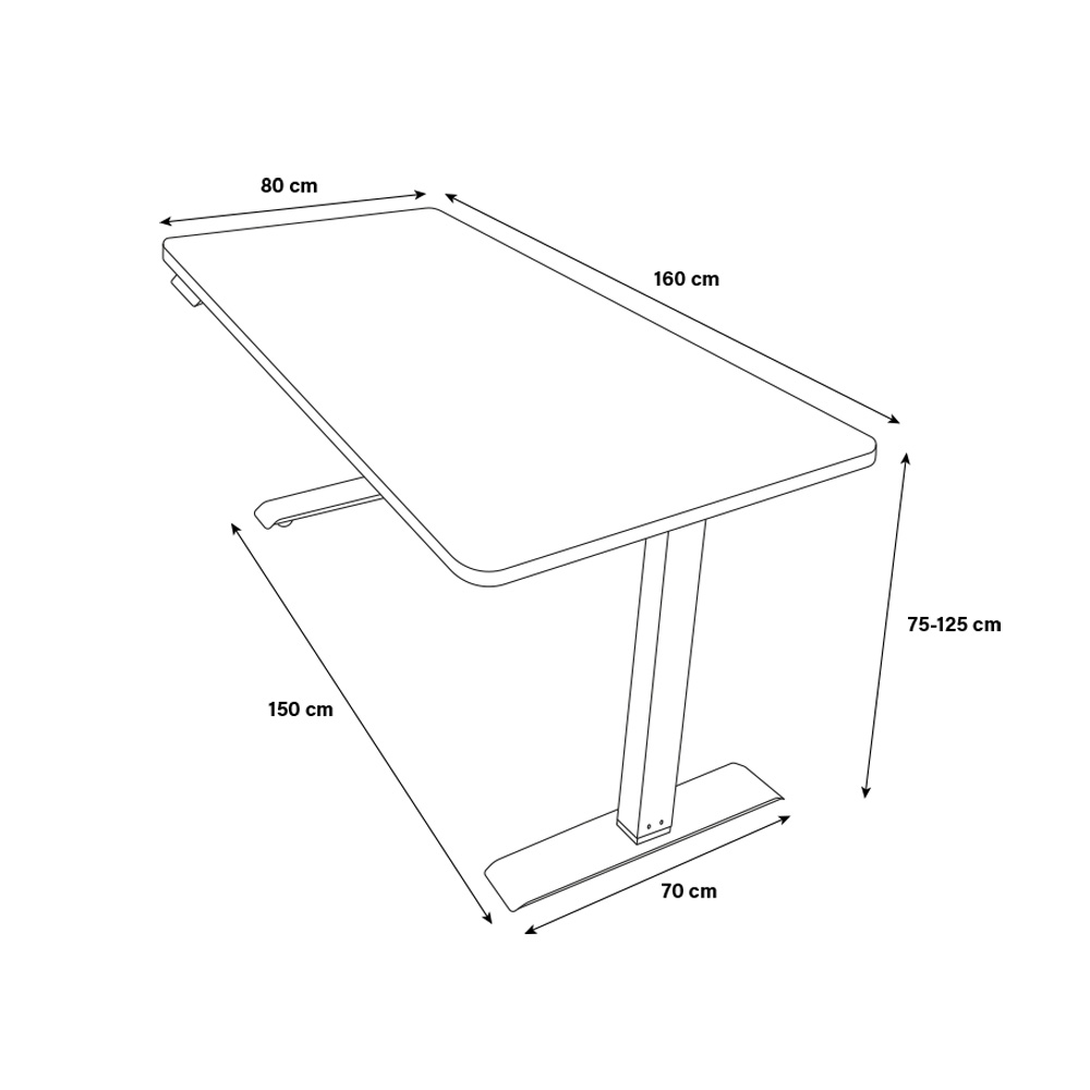 Home Deluxe Höhenverstellbarer Schreibtisch elektrisch LUMINA mit PC-Halterung - 160 x 80 cm Eiche