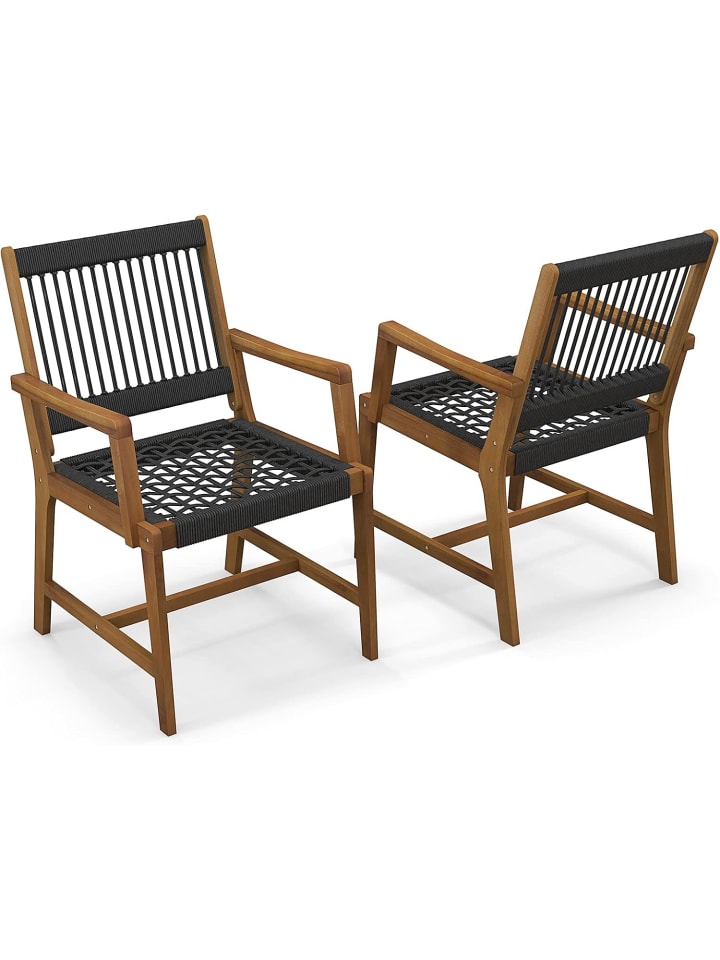 COSTWAY 2er Set Gartenstuhl in Schwarz günstig kaufen onesize