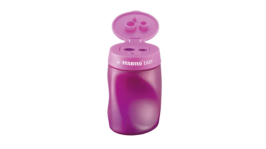 STABILO Ergonomischer Dosen-Spitzer für Linkshänder - STABILO EASYsharpener - 3 in 1 - pink