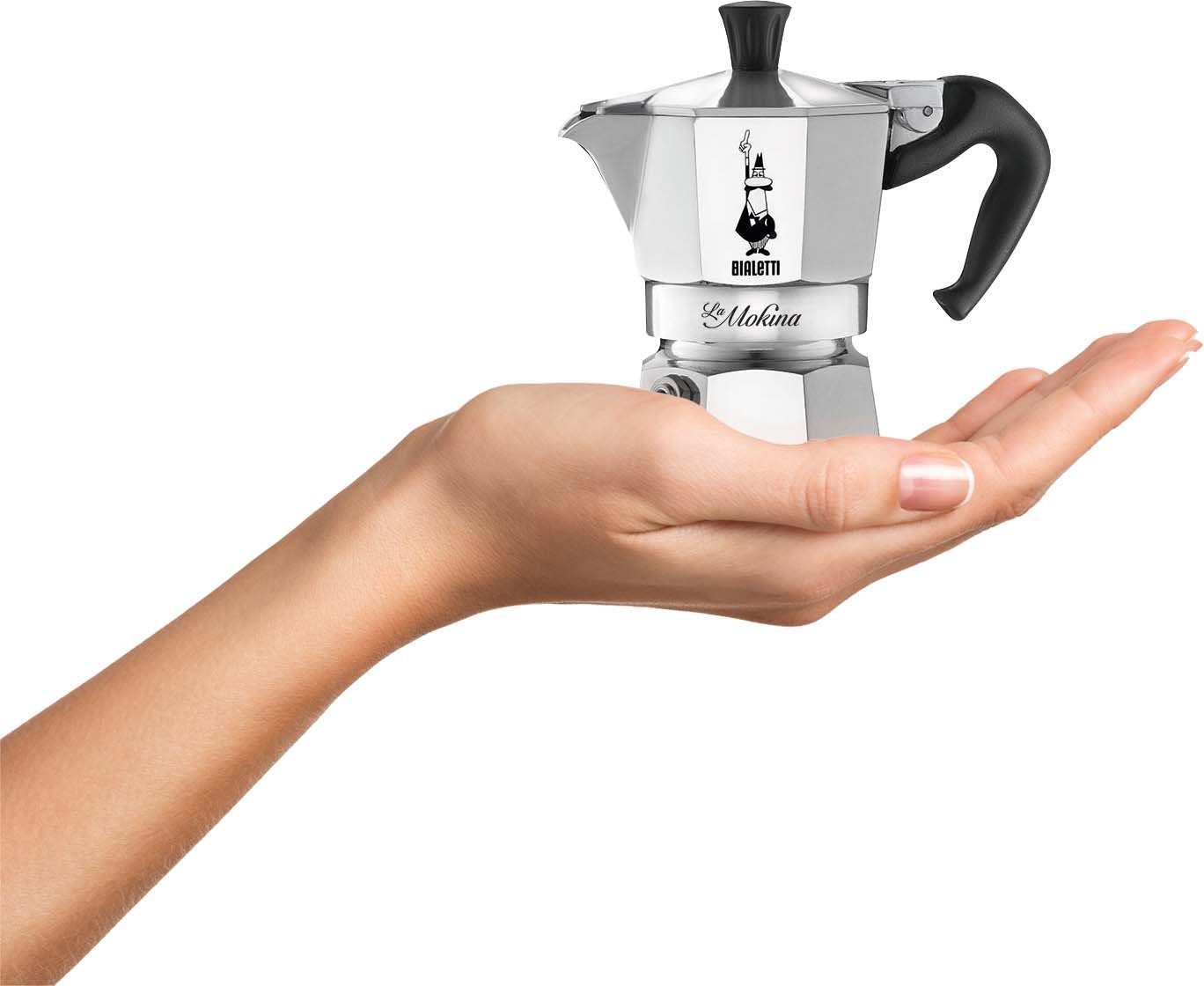 BIALETTI Espressokocher Moka Express La Mokina, 0,04l Kaffeekanne, für den Espressoschluck zwischendurch, Aluminium