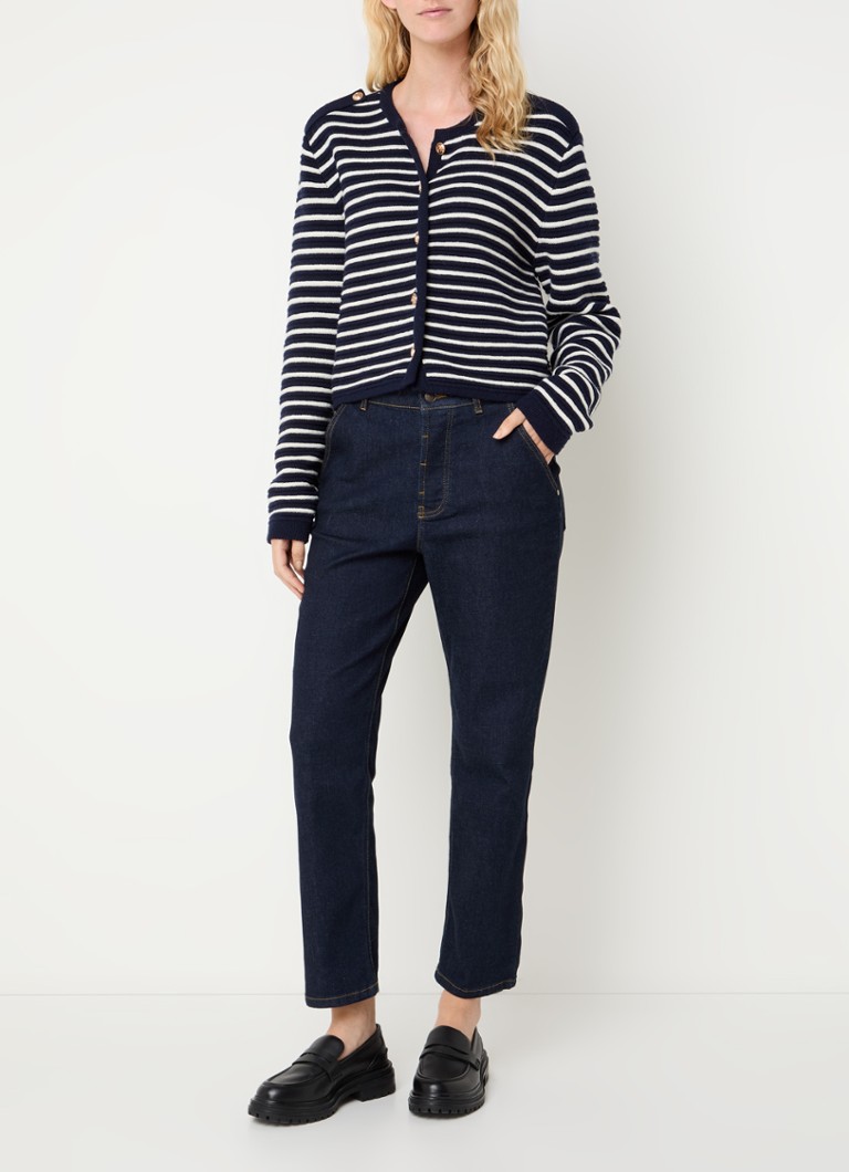 Cardigan Josephine & Co Avery, tricotat fin cu un amestec de lână merinos și model cu dungi.