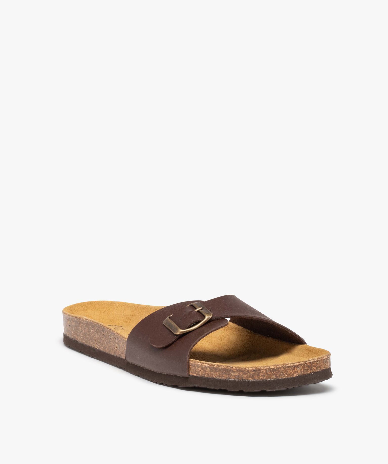 Sandales homme avec large bride à boucle marron | GEMO