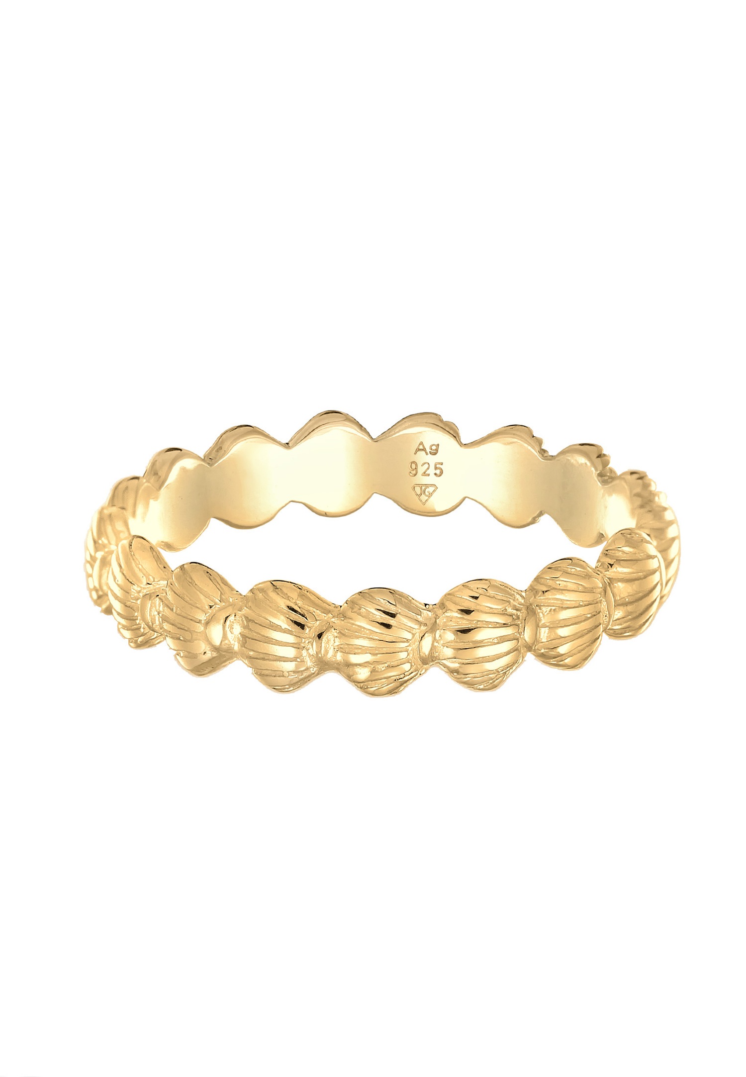 Anillo Elli para mujer con diseño de conchas marinas, estilo playero marítimo, verano en plata de ley 925.