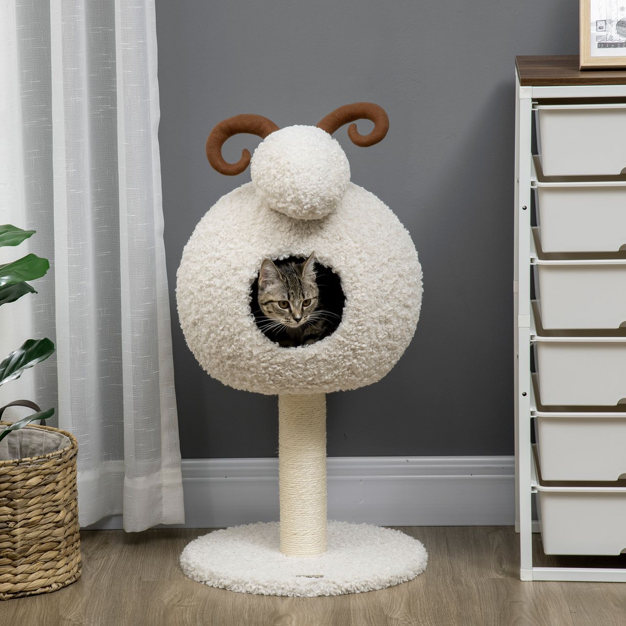 PawHut Kratzbaum, Katzenbaum, Katzenkratzbaum, Kletterbaum mit Katzenhöhle