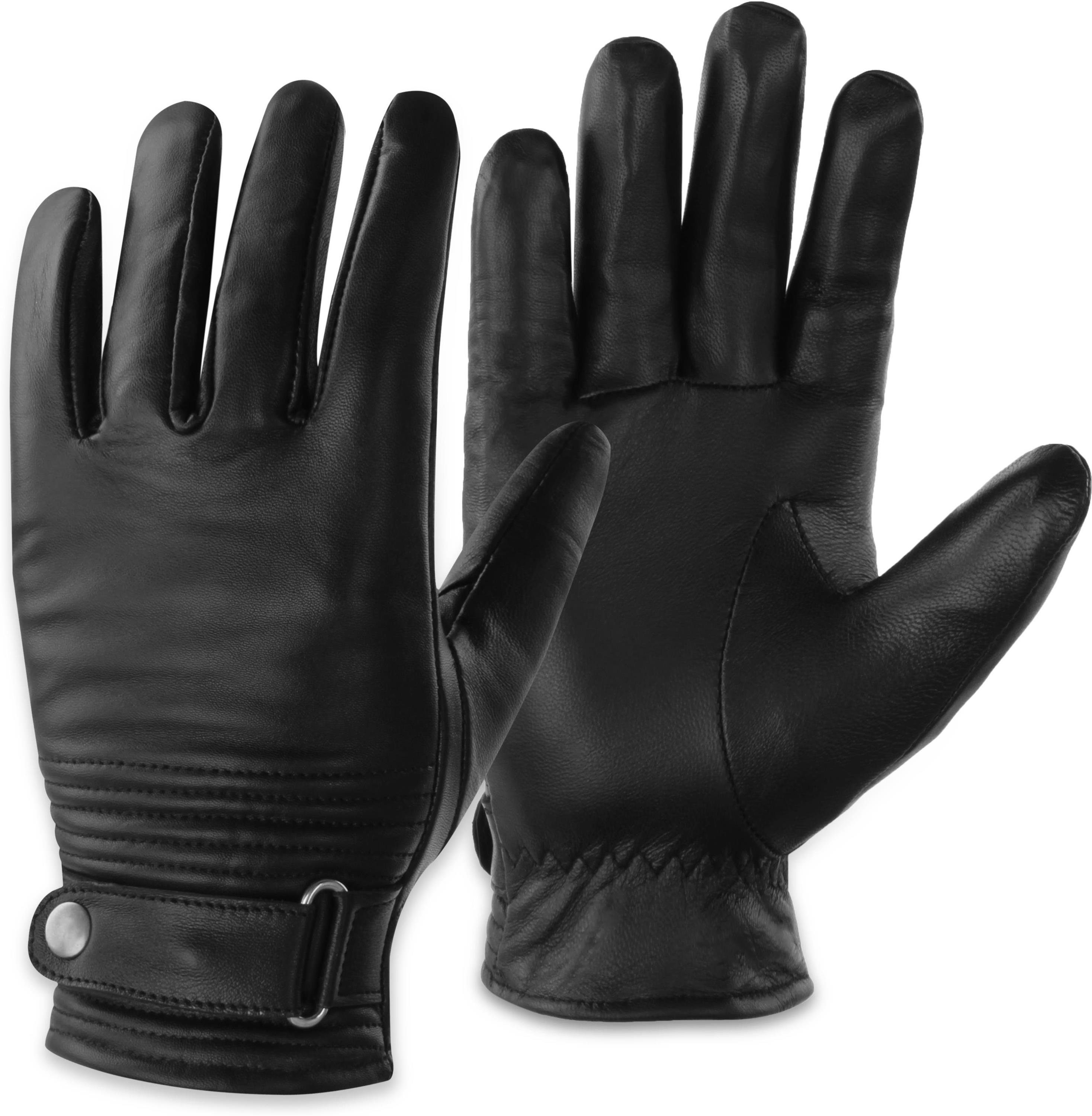 normani Multisporthandschuhe Lederhandschuhe Tyylikäs BW Bundeswehr gefütterte Lederhandschuhe für Damen und Herren mit Fleecefutter und Lederriemen am Handgelenk
