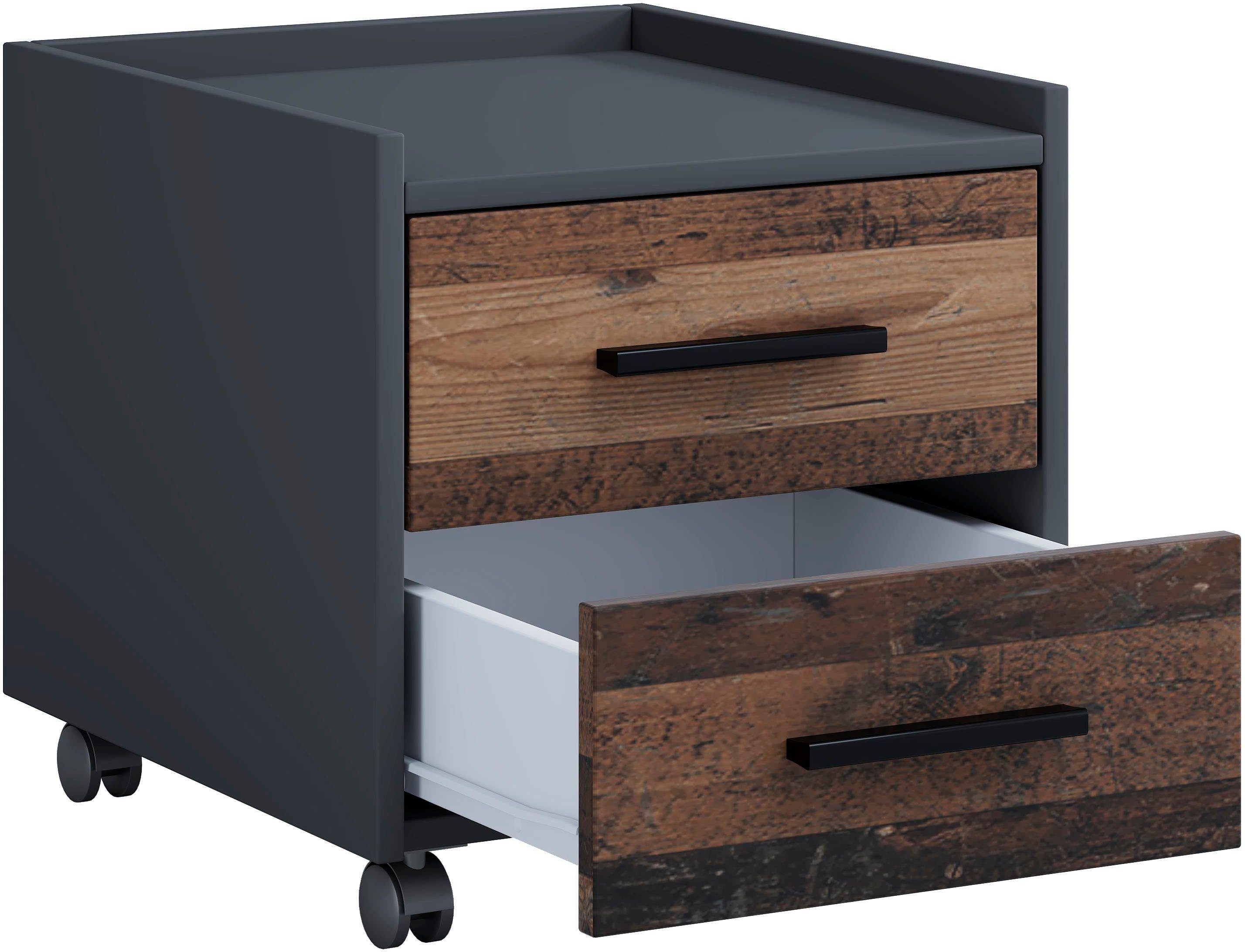 Home affaire Jugendzimmer-Set Nonjoo-Teen, (3-St), Industrial Style, Bett mit Stauraum + Nachttisch + 3er Kleiderschrank